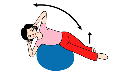 バランスボールで腹側筋の運動01